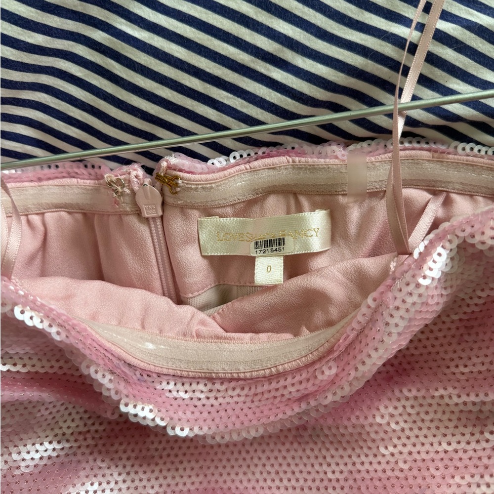 LoveShackFancy Pink Sequin Strapless Dress - Picture 4 of 7